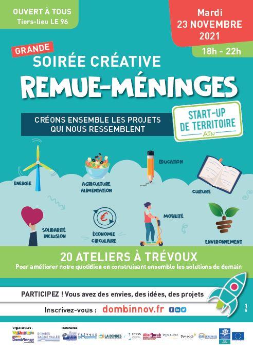 REMUE-MENINGES soirée créative START-UP DE TERRITOIRE 23.11.2021 Trévoux